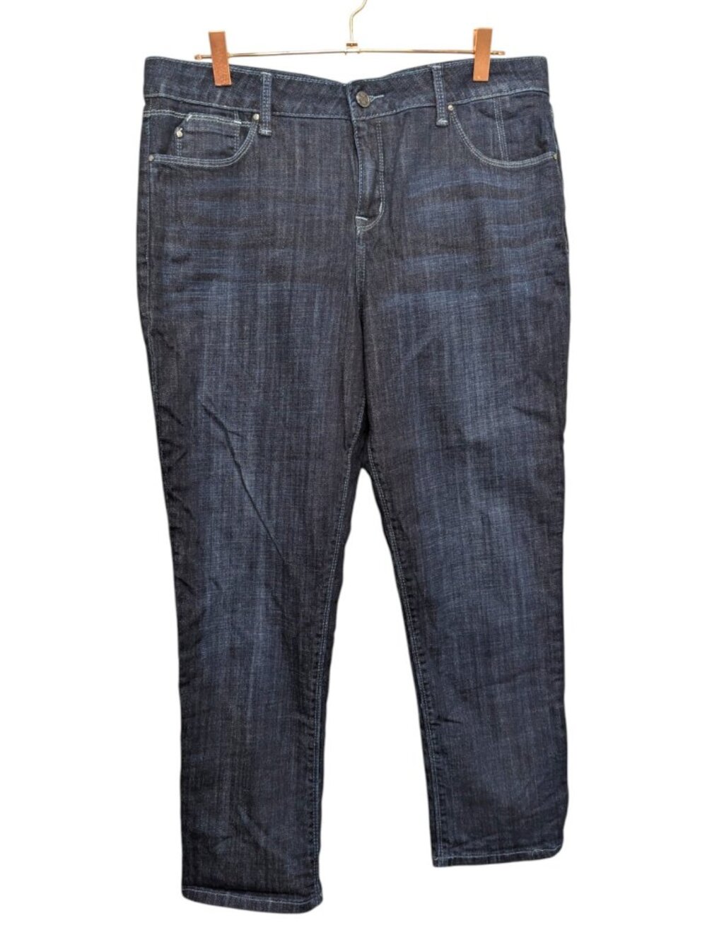 Laurie Felt  Classic Weekender Cropped Denim Jeans  Dark Blue Size 12